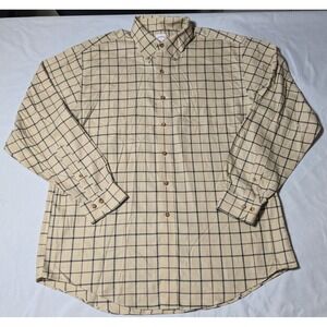 BROOKS BROTHERS‎ 346 NON-IRON ALL COTTON Men Large khaki Plaid Dress Shirt EUC